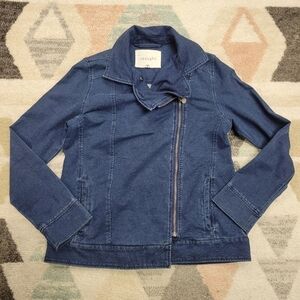 Thought Denim Chambray Stretch Moto Jean Jacket Size 12